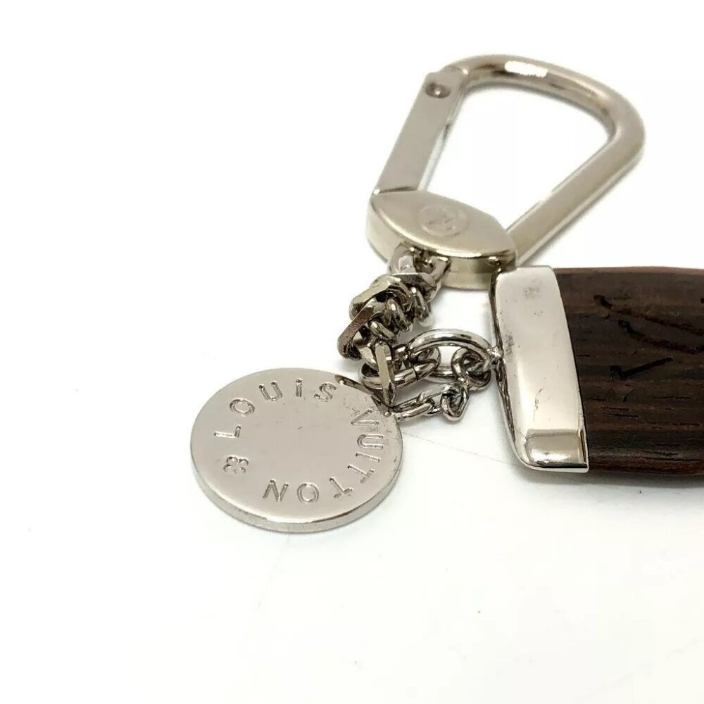 LOUIS VUITTON Porte-Clairvoy Key ring Bag Charm Wood / Metal Brown/Silver - Picture 4 of 7